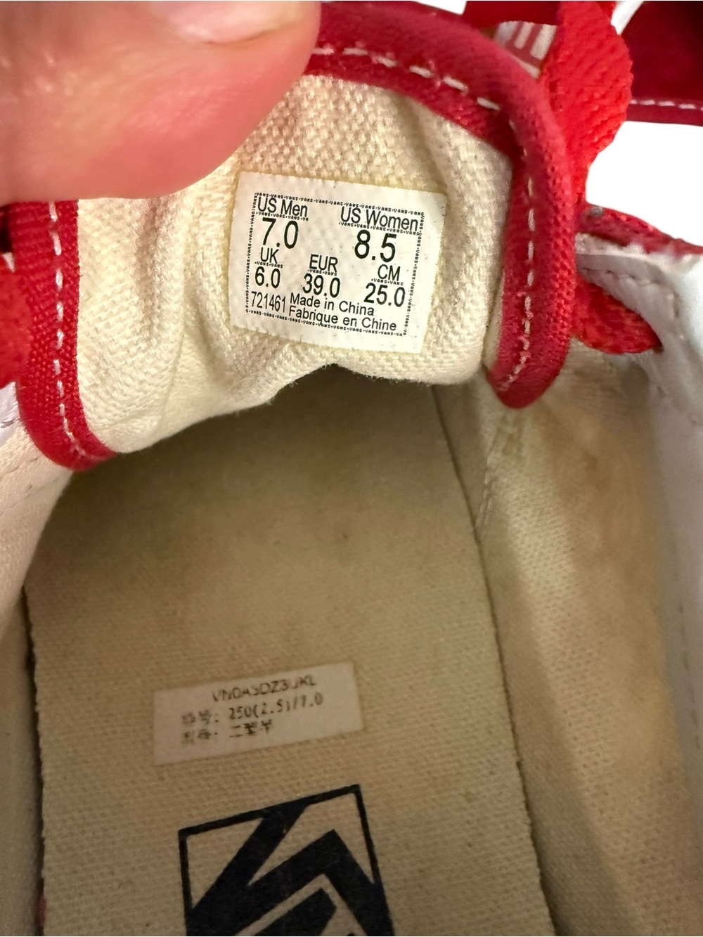 Vans Red White Checkered Sneakers Shoes Women's Size 8.5 - Picture 7 of 7